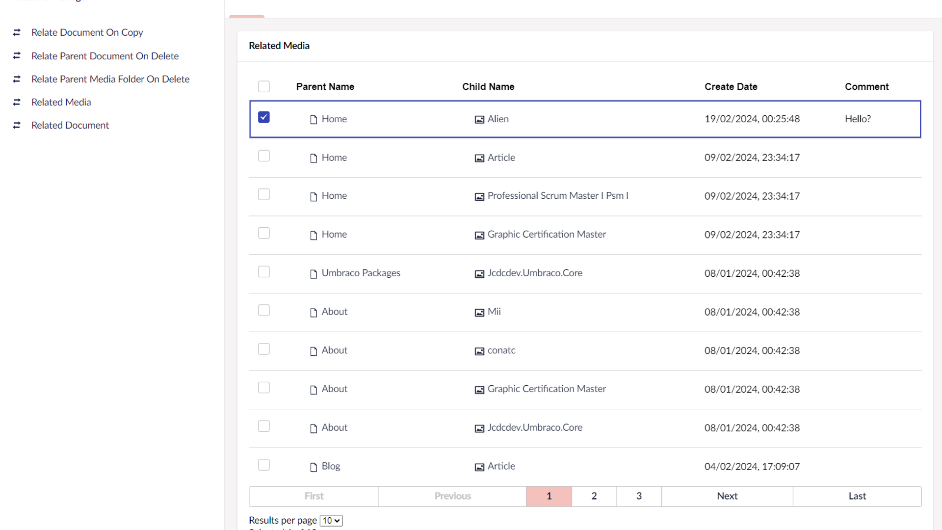 Relations Manager: Edit Dashbaord